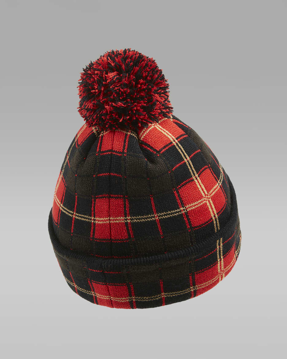 Jordan Plaid Pom Beanie Big Kids Hat. Nike JP